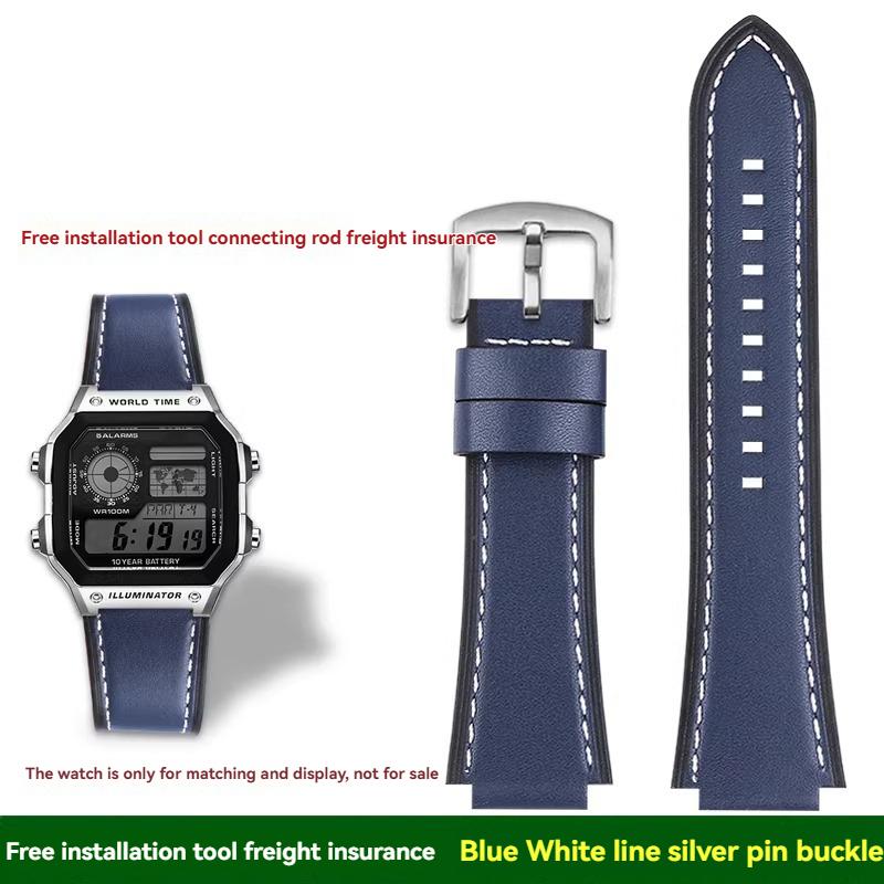 Для Casio маленькие квадратные AE1200/1300/1500 SGW-300/400 W-218 мужские оригинальные ремешки для часов из натуральной кожи аксессуары