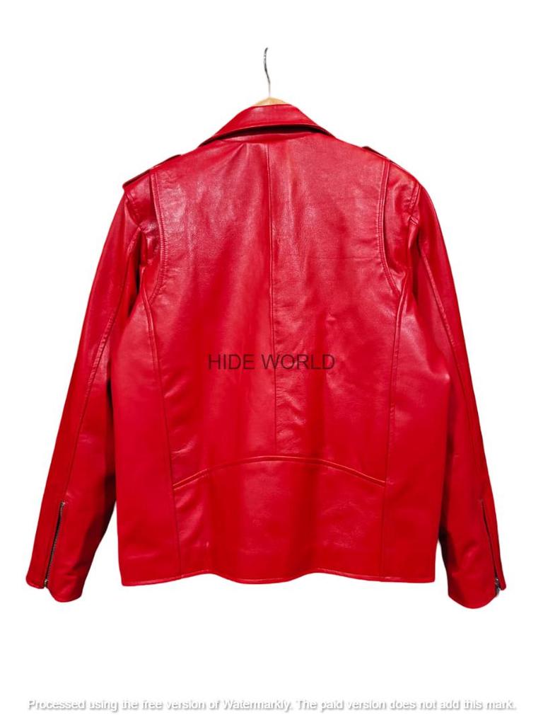 RED Men's Leather Jacket Stylish Real Lambskin Handmade Casual Biker Motorcycle