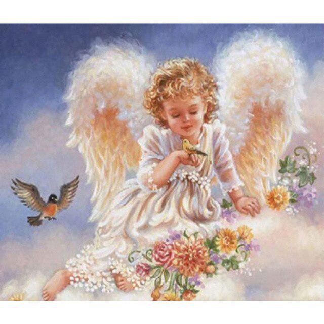 Мультфильм DIY 5D алмазная живопись вышивка крестиком полный круглый дрель Ангел Алмазная вышивка Стразы мозаика ручной работы домашний декор