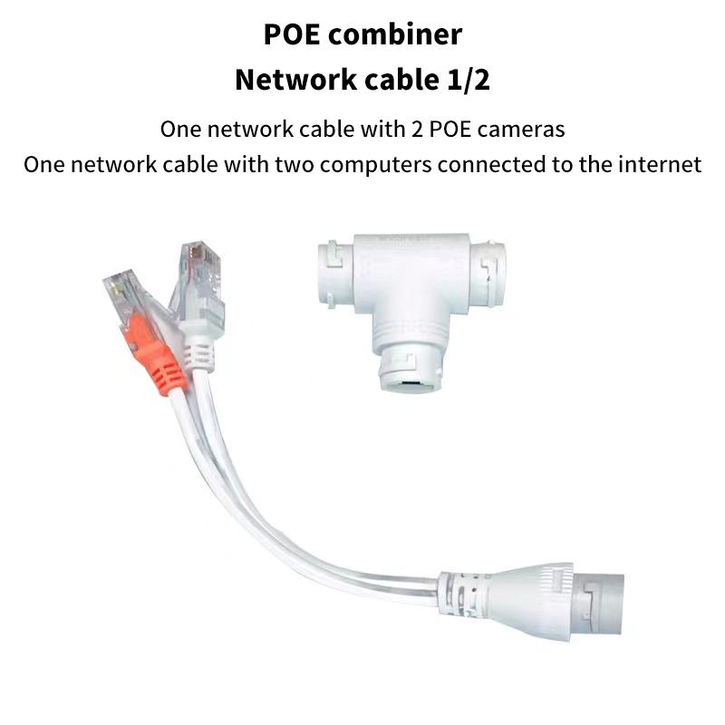 1 шт. Адаптер-разветвитель PoE Ethernet Один сетевой кабель Два разъема-разветвителя для камер Конвертер Комбинатор Разветвитель PoE