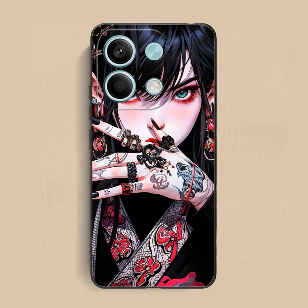 Модный чехол для телефона с тату-девушкой для Xiaomi Redmi 15 14 13 12 A5 3 2 1 C Plus 4G 5G Цветной печатный чехол Красивый чехол