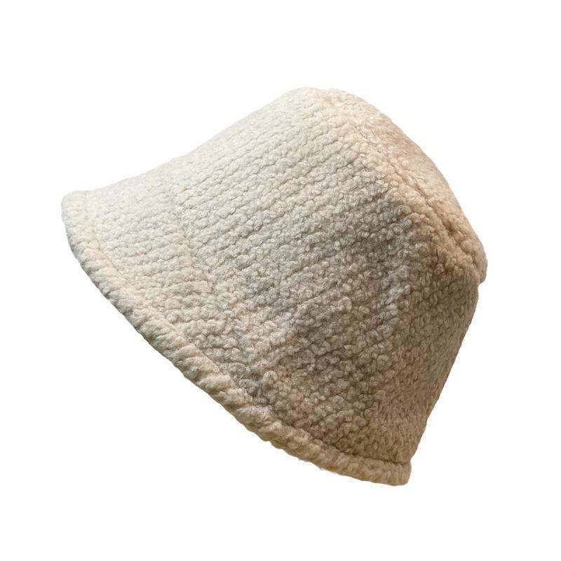 Lamb wool face-slimming fisherman hat for women, autumn and winter versatile, plush, cute, warm, adjustable bucket hat
