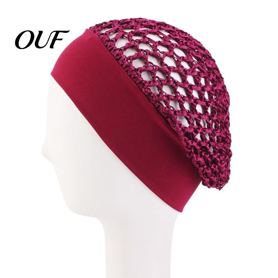 Crochet Hair Net Mesh Bonnet for Women, Breathable Polyester Sleeping Cap with Wide Breakage Prevention Elastic Band, Lightweight Cove Wig Styling And