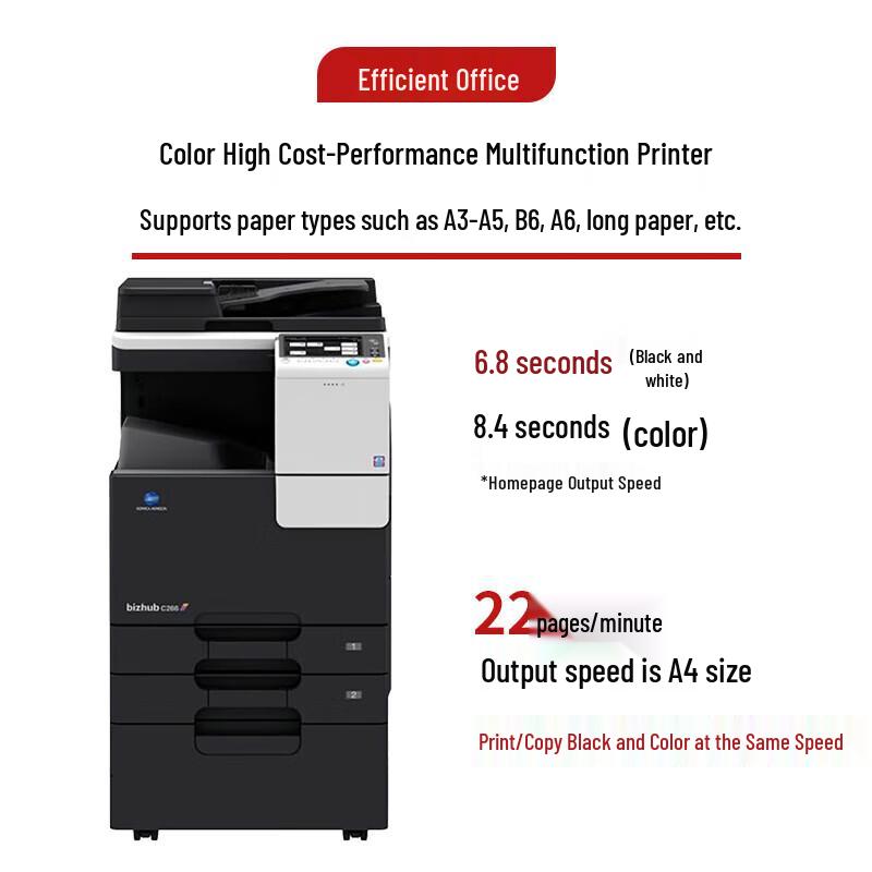 Konica Minolta C226 A3/A4 Commercial Color Multifunction Printer CN plug (adapter included)