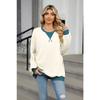 Spring and Autumn Women's Plus Size Color Collision Round Neck Loose Long Sleeve Sweatshirt Top