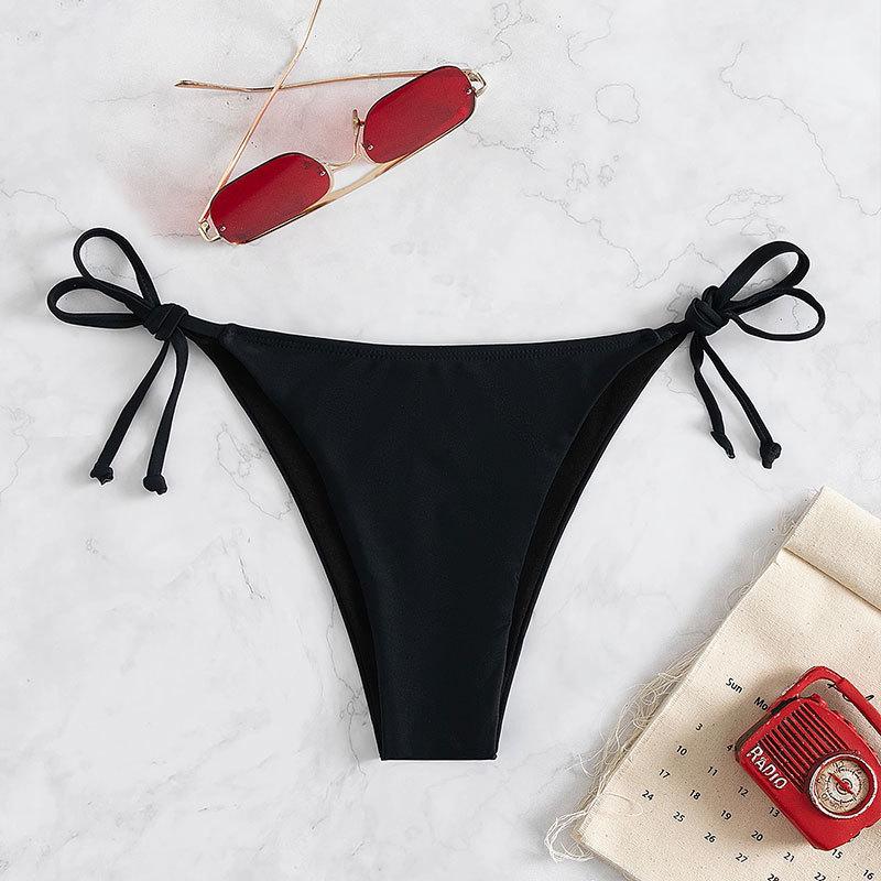 Разноцветное бикини-тонг с треугольными чашками 2024: Сексуальный купальник с завязками на шее и низкой талией для женщин