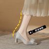 B Temperament Square Head Thick Heel Women's Wedding Shoes New Bow Versatile Comfortable Single Shoes Women