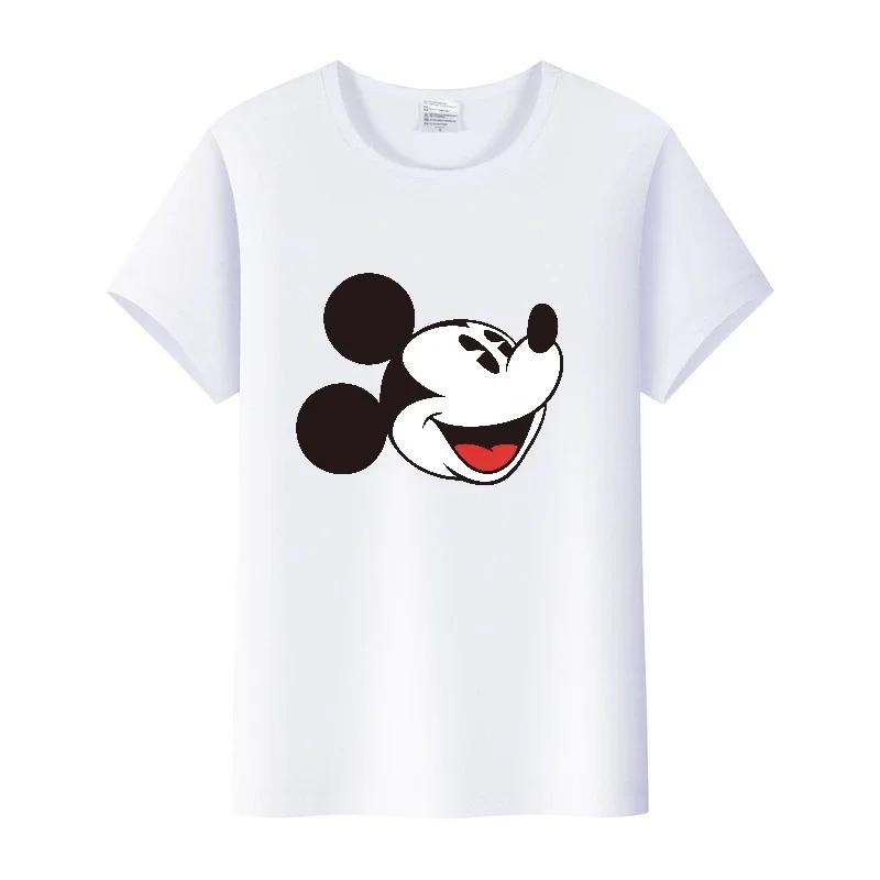Disney Мода Микки Маус Леопардовая Голова Минни Футболка Женская Футболка Мультяшный Графический Принт Футболка Стритвир Мужские Топы Одежда