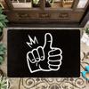 Love Hand Gesture Floor Mat 1pc – Black White ASL Sign with Heart, Playful Indoor Doormat for Entryway and Living Room