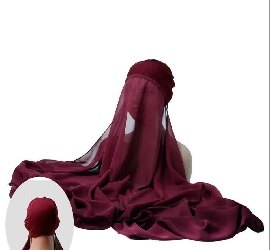 Рамадан Готовые Хиджабы Шифоновый Хиджаб Шарф с Джерси Шапочками Боннет Дизайн Бренда Мусульманский Шарф Женский Исламский Подхиджаб Хиджабы