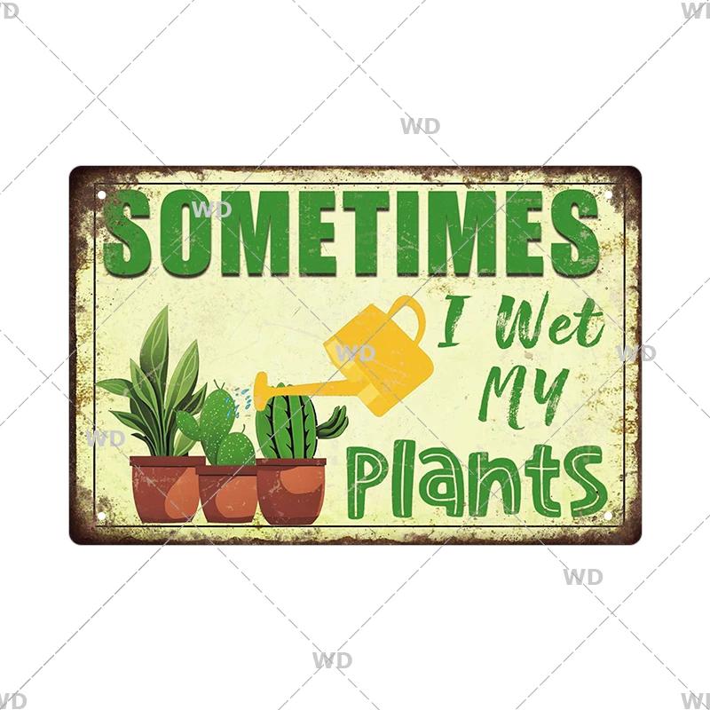 Tin Sign Garden Hoeing Aint Easy Flower Plant Sign Decor Funny Slogans Born with Plants Retro Look Metal Poster FarmhouseSign