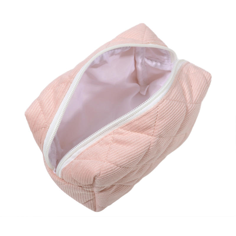 Вельветовая косметичка, симпатичная женская сумка для хранения, портативная косметичка большой вместимости