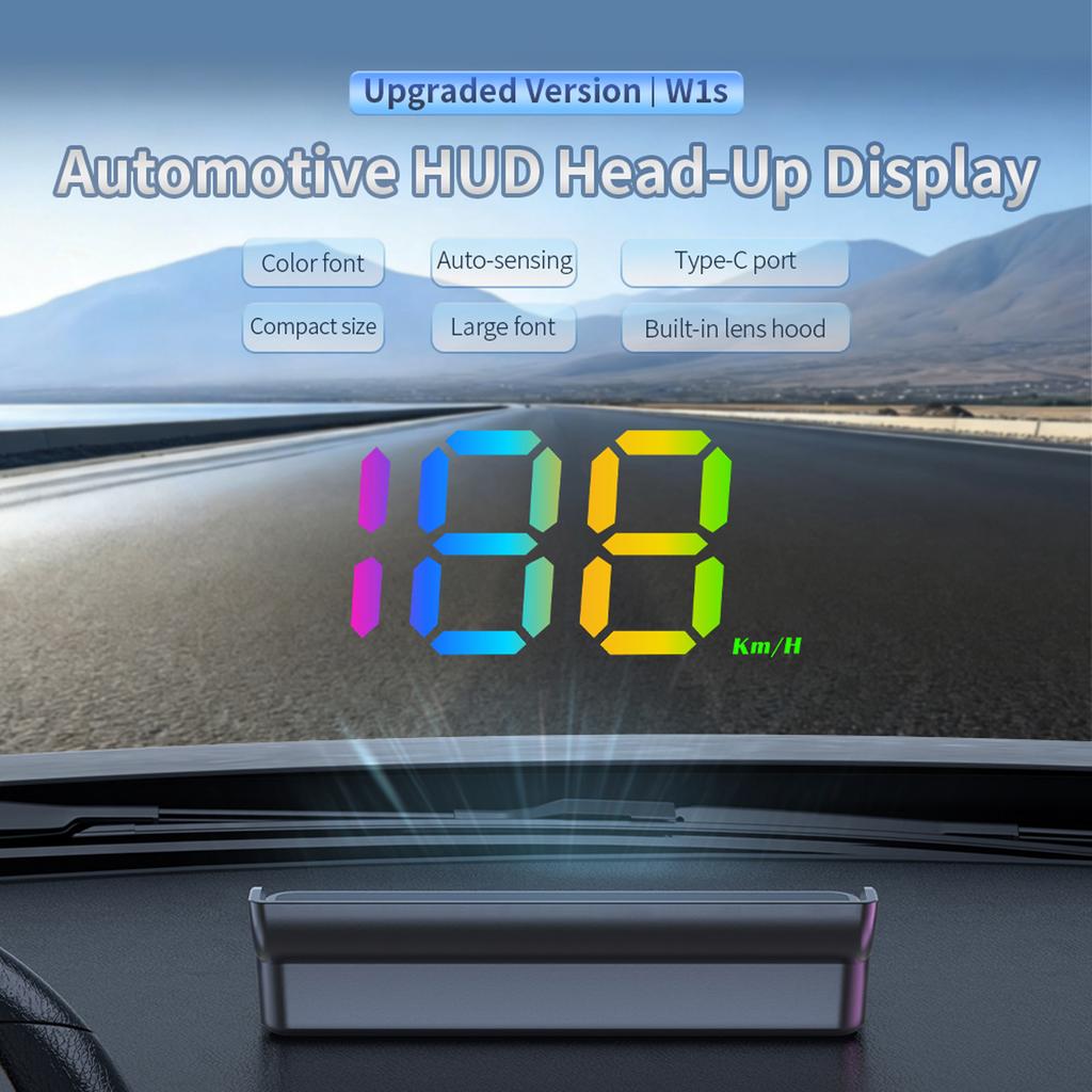 Автомобильный HUD-дисплей Универсальный GPS HUD Цифровой спидометр Автоматическая регулировка яркости Измеритель скорости для автомобилей Подходит для всех транспортных средств