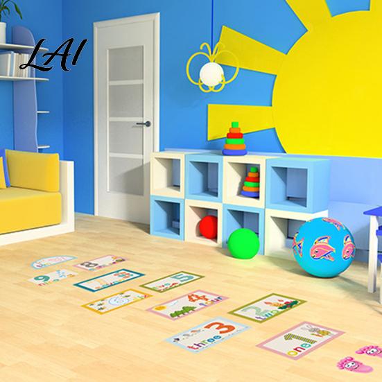 Non Residue Wall Stickers for School Number Hopscotch Floor Stickers English & Numbers Kids Learning Activity Space Decor Game Mat Colorful