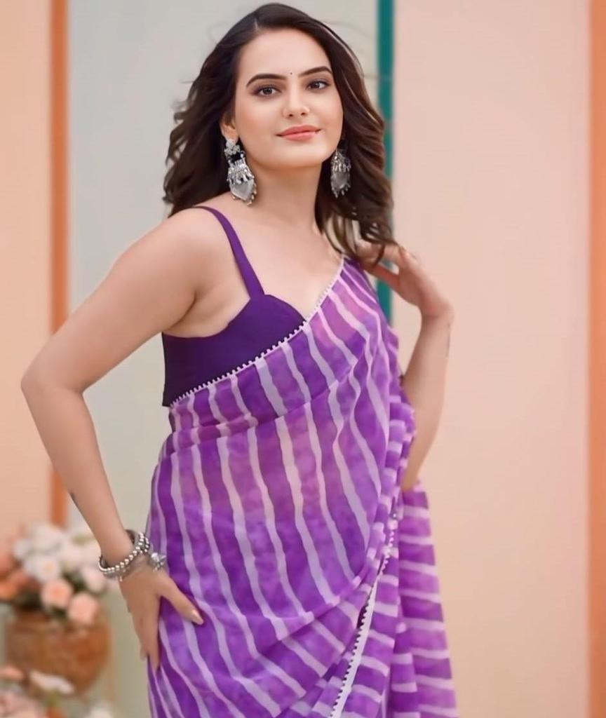 Trending Indian Ready To Wear Georgette Saree In Laheriya Design