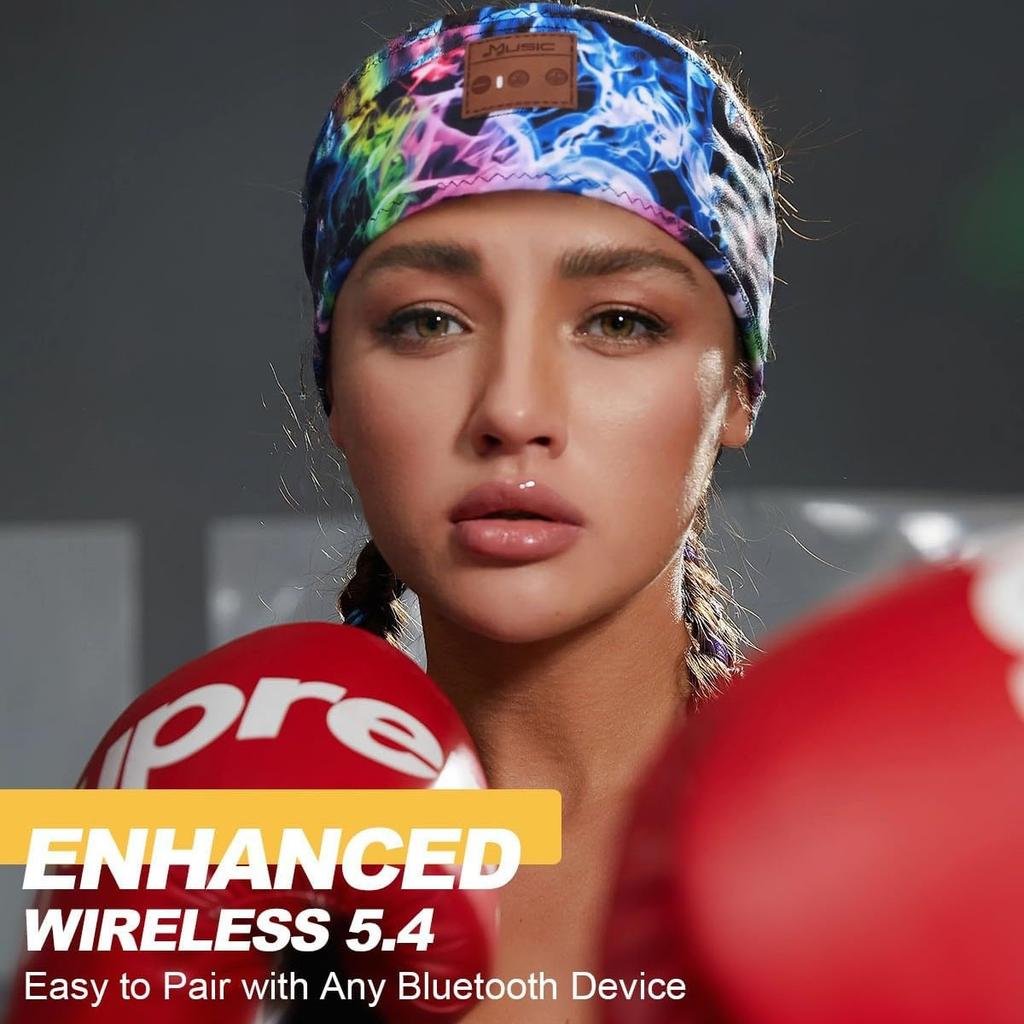 Ослепительные цвета Беспроводные Bluetooth-наушники-повязка Спортивные наушники Эластичная повязка на голову Маска для сна с музыкой Bluetooth-гарнитура