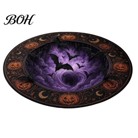 Non Slip Floor Decor 3D Horror Area Rug, Round Halloween Mat, Realistic Creepy Easy Clean Seasonal Mat Patterns, Non-slip Washable Rug for Living Room