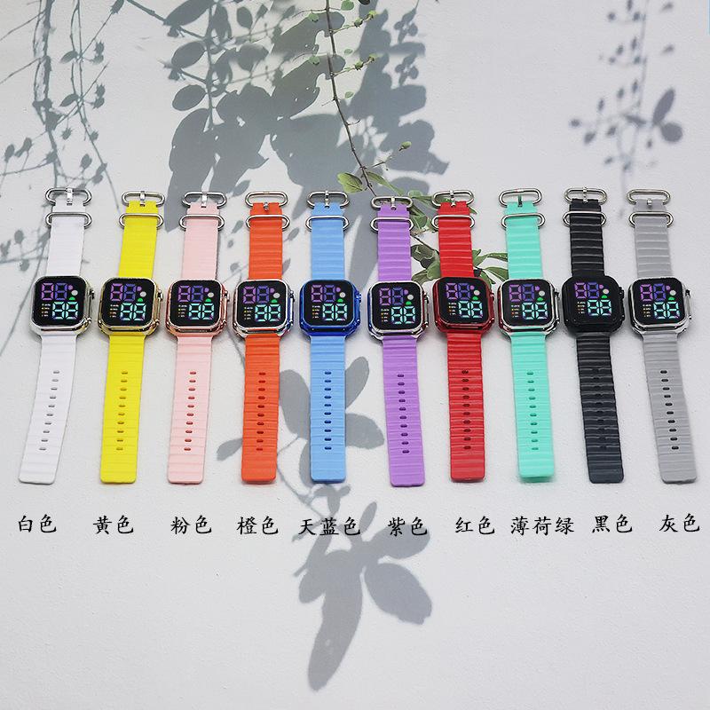LED Electronic Watch Fashion Trend Couple Men and Women Button Luminous Electroplating Electronic Watch