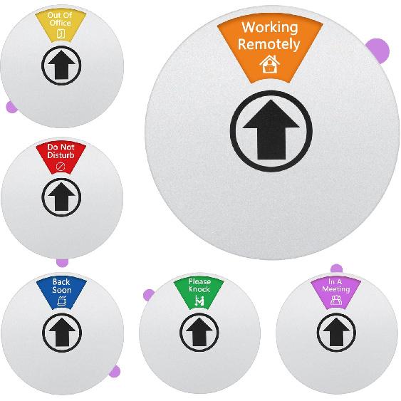 Office Door Signs – Do Not Disturb, Please Knock, Out of Office, In a Meeting, Back Soon, Working Remotely – Rotating Privacy Indicator Sign for