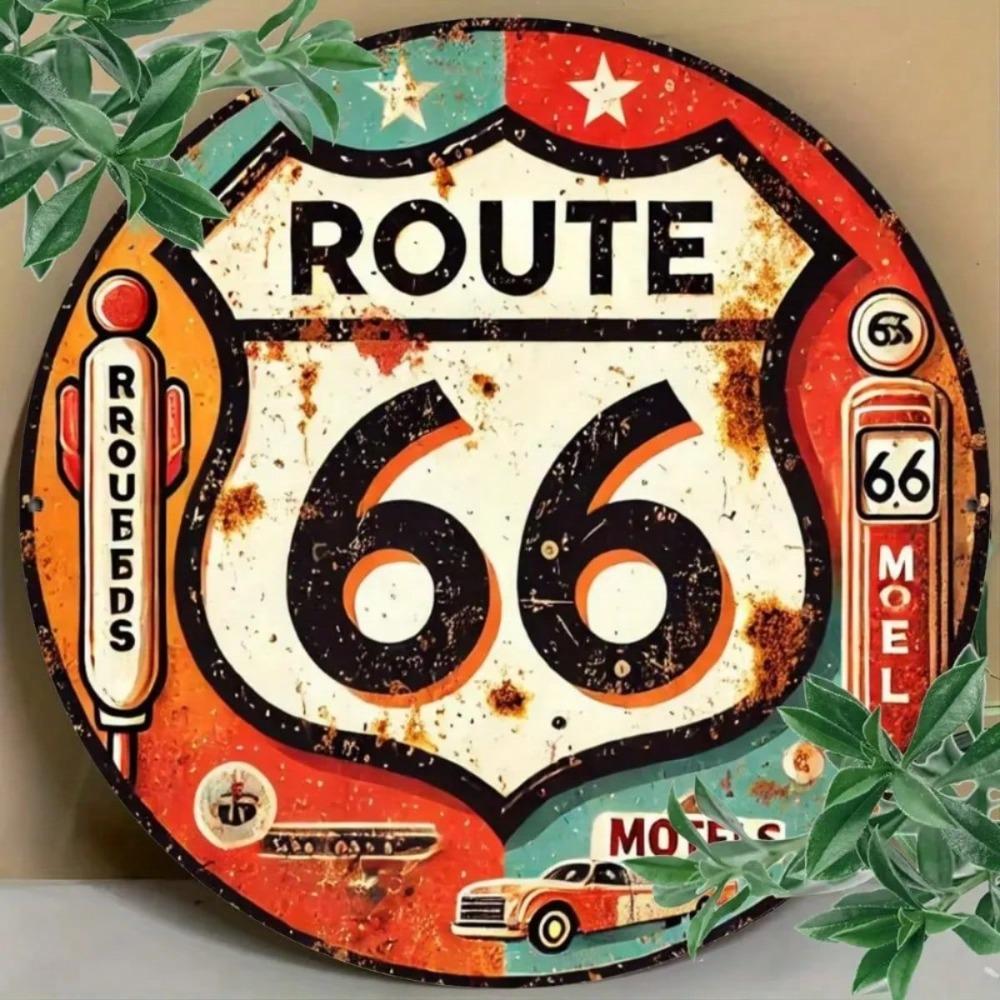 Винтажная металлическая табличка Route 66, Настенный декор для гостиной