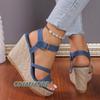 Shoes for Woman's 2024 New High Quality Buckle Strap Sandals Fashion Round Head Daily Women Solid Wedges Roman Designer Sandals