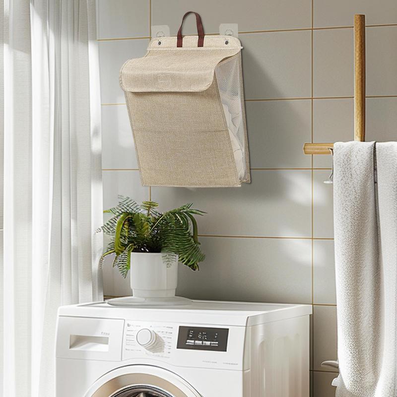 Складная клейкая корзина для белья, многофункциональная, без перфорации, настенная, сетчатая, с крючками-органайзерами