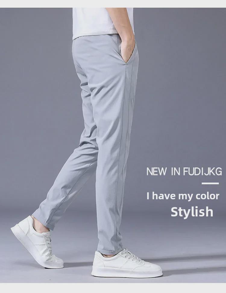Men’s Summer Ice Silk Loose Sports Pants – Elastic, Breathable, and Lightweight Casual Trousers