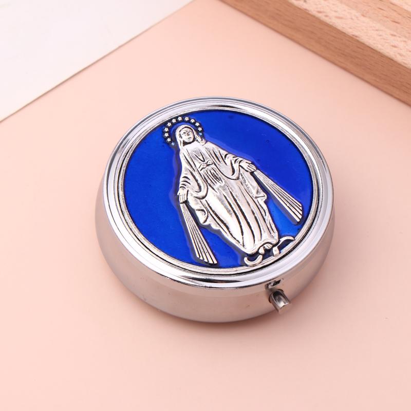 Ретро Металл Святое Причастие Святой Бенедикт Розарий Подарочные Коробки Круглый Религиозный Ювелирный Изделий Упаковочный Кейс