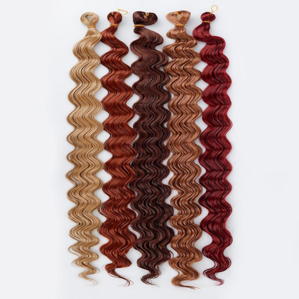 Crochet Hair 30inch 150g Boho Curly Wavy Braiding Hair Deep Water Ocean Wave Black Synthetic Bohemian Braids For Women Girls