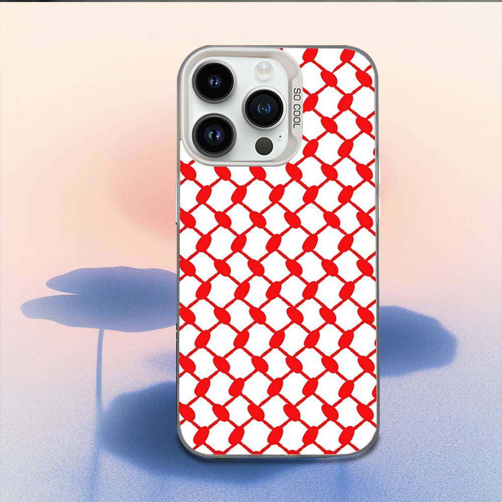 Чехол для телефона P-Palestine-S Хатта Кеффия Для iPhone 16,15,14,13,12,11,Mini,Pro,E,MAX Белый Конфетный Матовый Ударопрочный Чехол