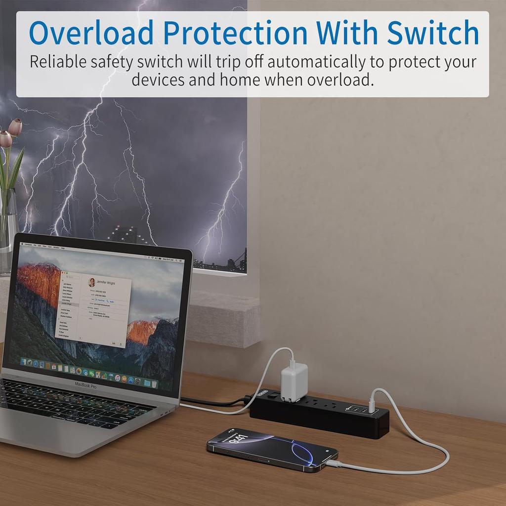 Long Extension Cord 15 Ft, NTONPOWER Ultra Thin Flat Extension Cord Under Carpet, Rug, Door, 3 Outlets Flat Plug Power Strip with 3 USB, Wall Mount,