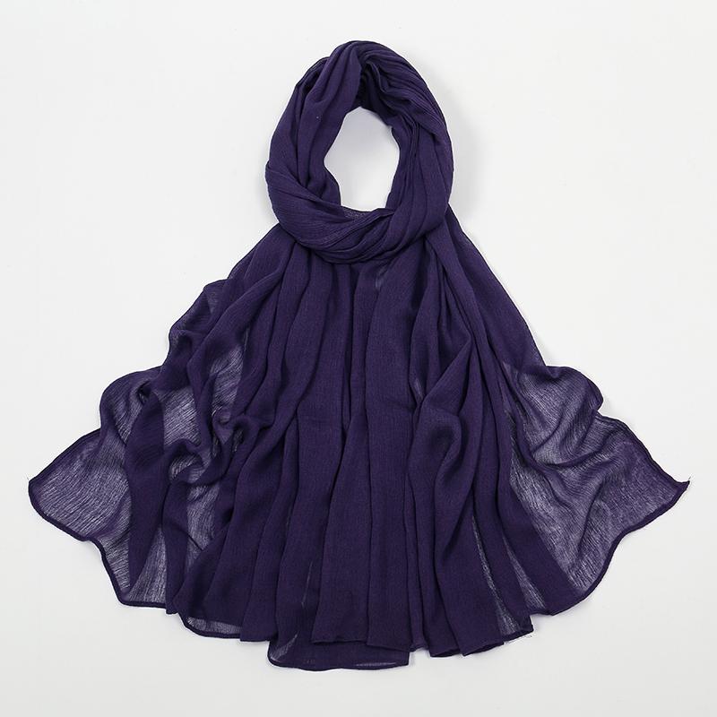 Новое поступление Жатый вискозный хиджаб Женский мусульманский шарф Шали Однотонный платок на голову Обертывания Большой размер Однотонный Исламский тюрбан Повязки на голову Фуляр