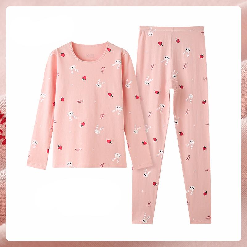 Осенне-зимний хлопковый цветочный женский термобелье с принтом, тонкий теплый костюм