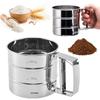Baking Flour Sifter Food Strainers Powder Stainless Steel Hand-held Reusable Sieve for Flour Cup Shakers Kitchen Baking Tools