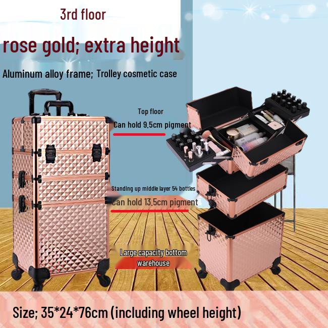 Запираемый многослойный кейс-тележка для макияжа для нейл-арта и красоты