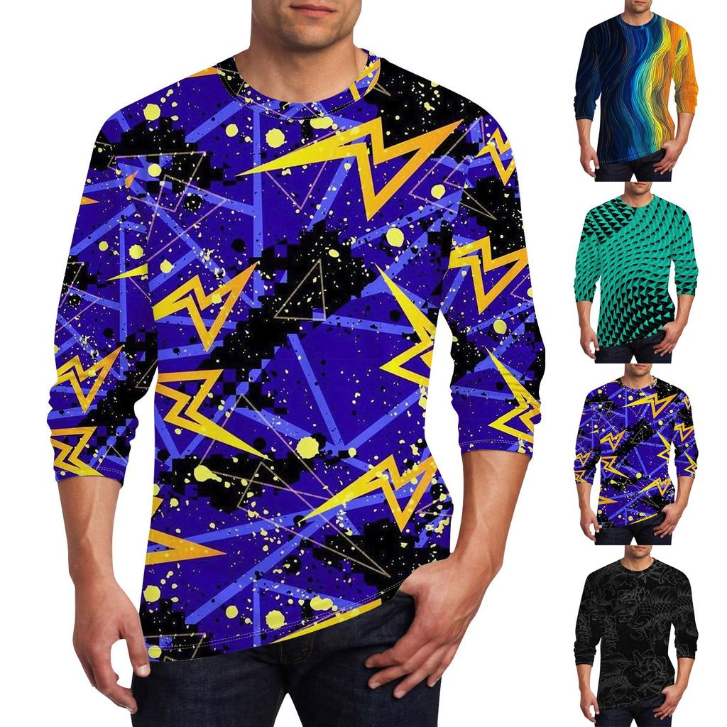 Men's T Shirt O-Neck Clothing Apparel Outdoor Long Sleeve Print Fashion Designer Vintage