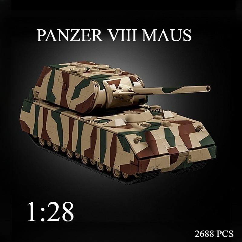 2688 деталей Танк Panzer VIII Maus Сверхтяжелый Танк Строительные Блоки – Камуфляж Военной Техники Модель Комплект, Настольный Декор для Взрослых