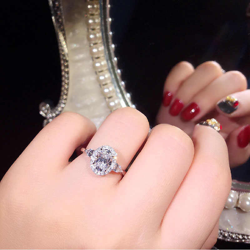 Новые темпераментные милые обручальные кольца для женщин, овальные с кристаллами кубического циркония, модные вечерние, помолвочные, ювелирные изделия, подарок