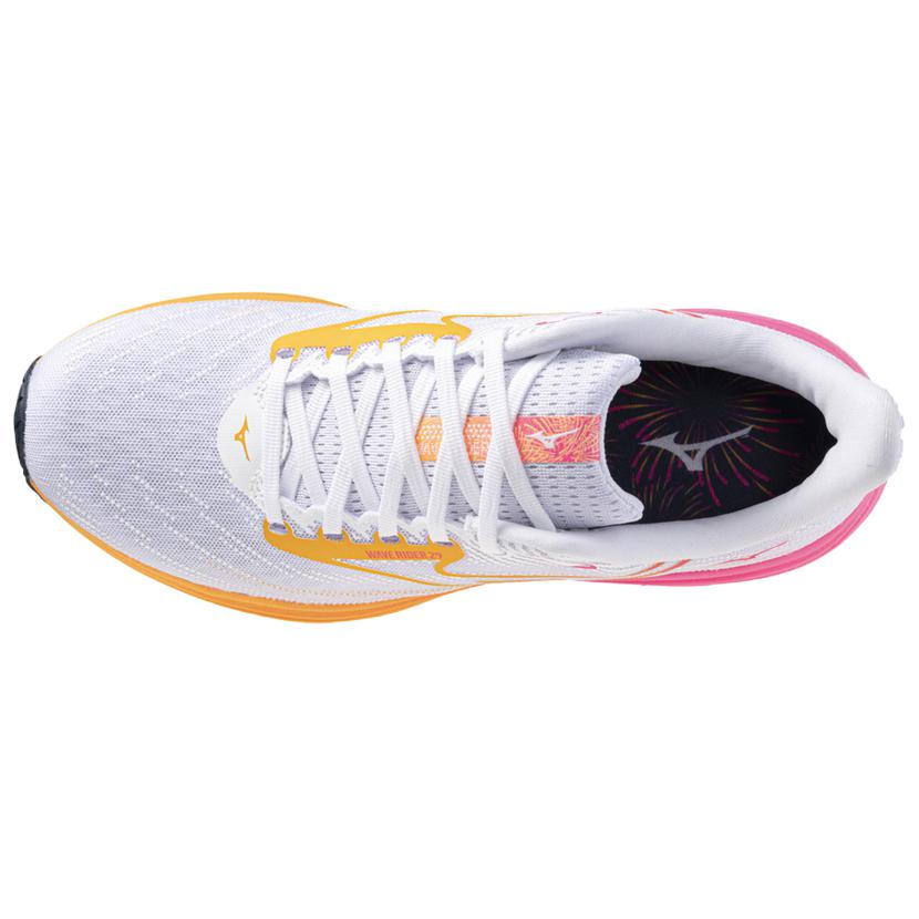 Mizuno Кроссовки для бега WAVE RIDER 29 Унисекс Белый Оранжевый Розовый J1GC259302
