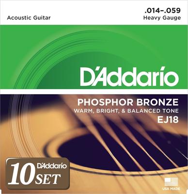 Струны для акустической гитары Phosphor Bronze Heavy EJ18 x 10 Set D'Addario .014-.059 []