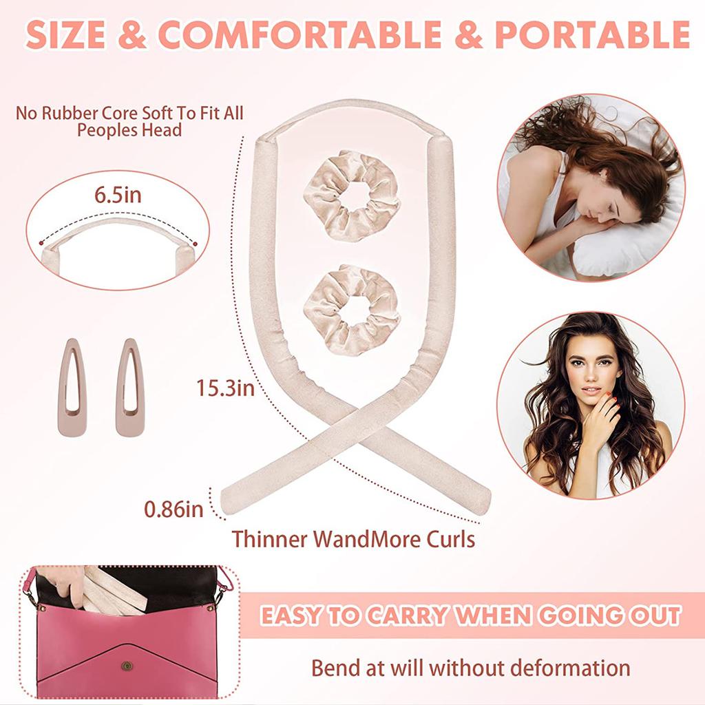 Набор для завивки волос без нагрева для длинных волос, щипцы для завивки волос без нагревания с резинками для волос, зажимами для сна на ночь