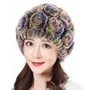 Женская зимняя шапка со встроенным шарфом, толстая, теплая, из искусственного меха кролика Рекс, с цветочным декором, ветрозащитная, для путешествий и холода