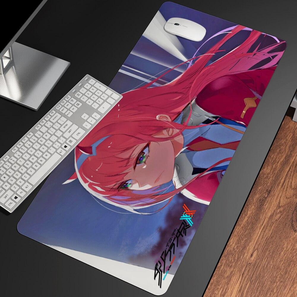 Сексуальный аниме «Дорогая в FranXX», офисные мыши, геймерские мягкие коврики для мыши с запирающимся краем, большой коврик для мыши, мультяшные офисные коврики для клавиатуры
