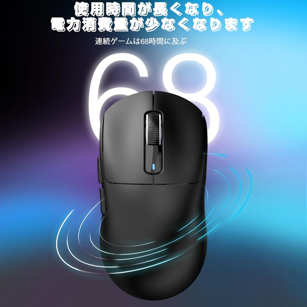 ATTACK SHARK X3pro Wireless Gaming Polling at PixArt PAW 3395 26000 Kailh GM Japanese Instruction Manual Included Mouse, 4K/8K Rate, Ultra-Lightweight