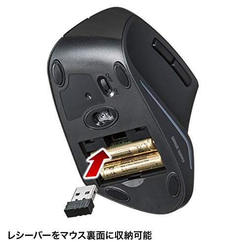 Sanwa Supply Ergonomic Mouse, Quiet, Wireless, 2.4GHz, Tendonitis Prevention, Blue LED, 5 Buttons, Large, MA-ERGW10N