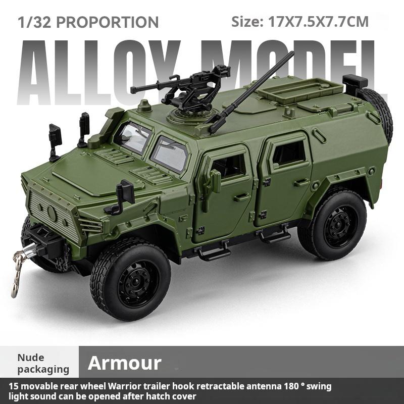 1/32 Dongfeng Mengshi Simulation Alloy Military Off-Road Armored Vehicle Model Pull Back Collectible Desktop Ornament