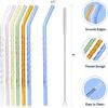 6-Pack Reble Glass Straws Set, Clear Glass Drinking Straw, Cute Colorful Straws with Cleaning Brush, 8''x8MM