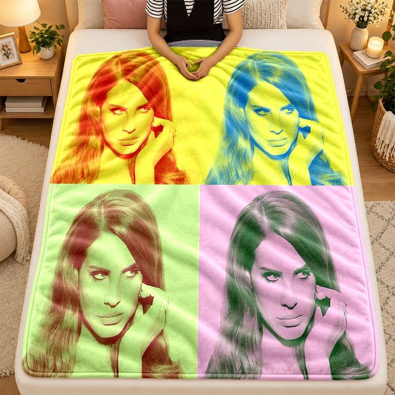 Flannel BlanketLana Del Rey Warm Soft Throw Blanket for Indoor Sofa Bed Living Room Use