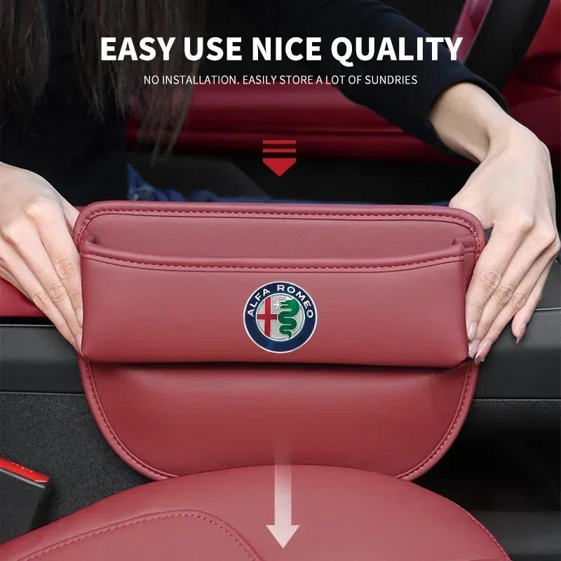 Car Sticker For Alfa Romeo 159 147 Car Seats Gap Storage Bag PU Leather Auto Console Side Pocket For Alfa Romeo 159 Giulietta GiJD3