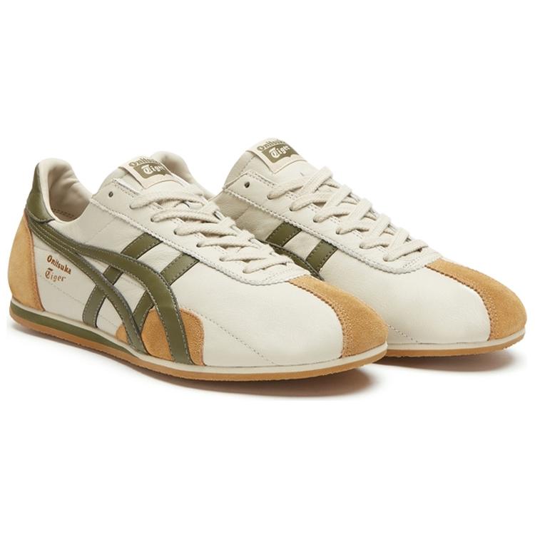ONITSUKA TIGER Runspark Бежевый Оливково-зеленый Горчично-желтый Унисекс Кроссовки Кремовый 1183B480-200